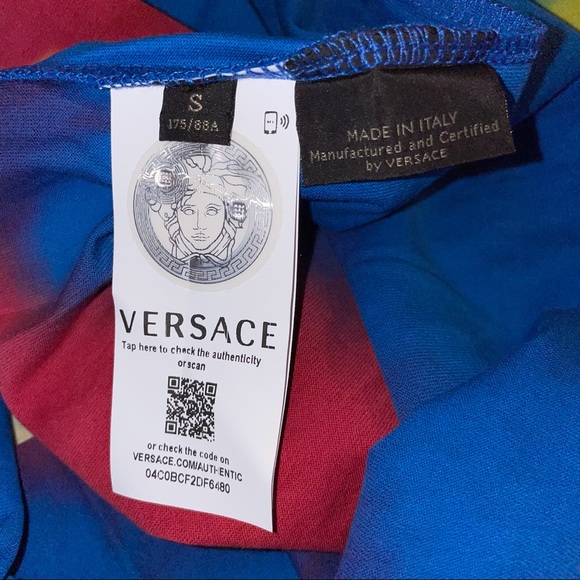 NWT Versace Tye Dye Multi Color Long Sleeve T Shirt, Small (but fits like a M/L) - Picture 8 of 9